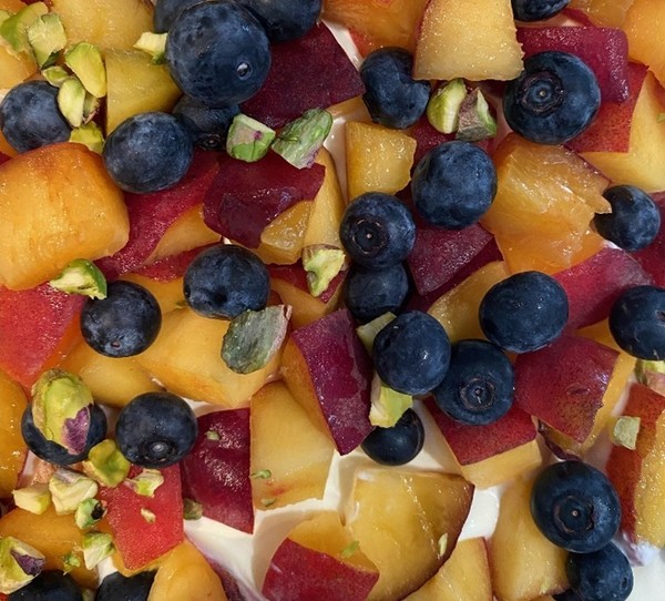 Close up of blueberries and apricots